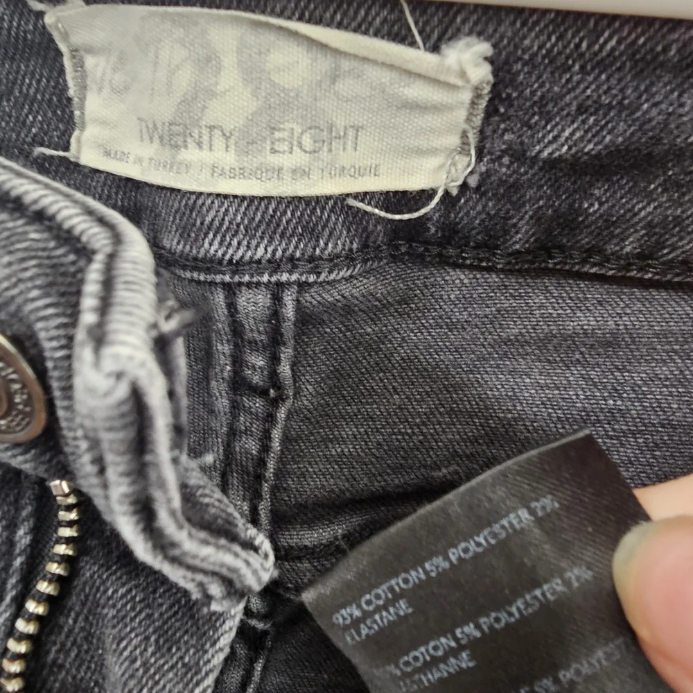 Free People High Rise Faded Black Raw Hem Skinny Jeans